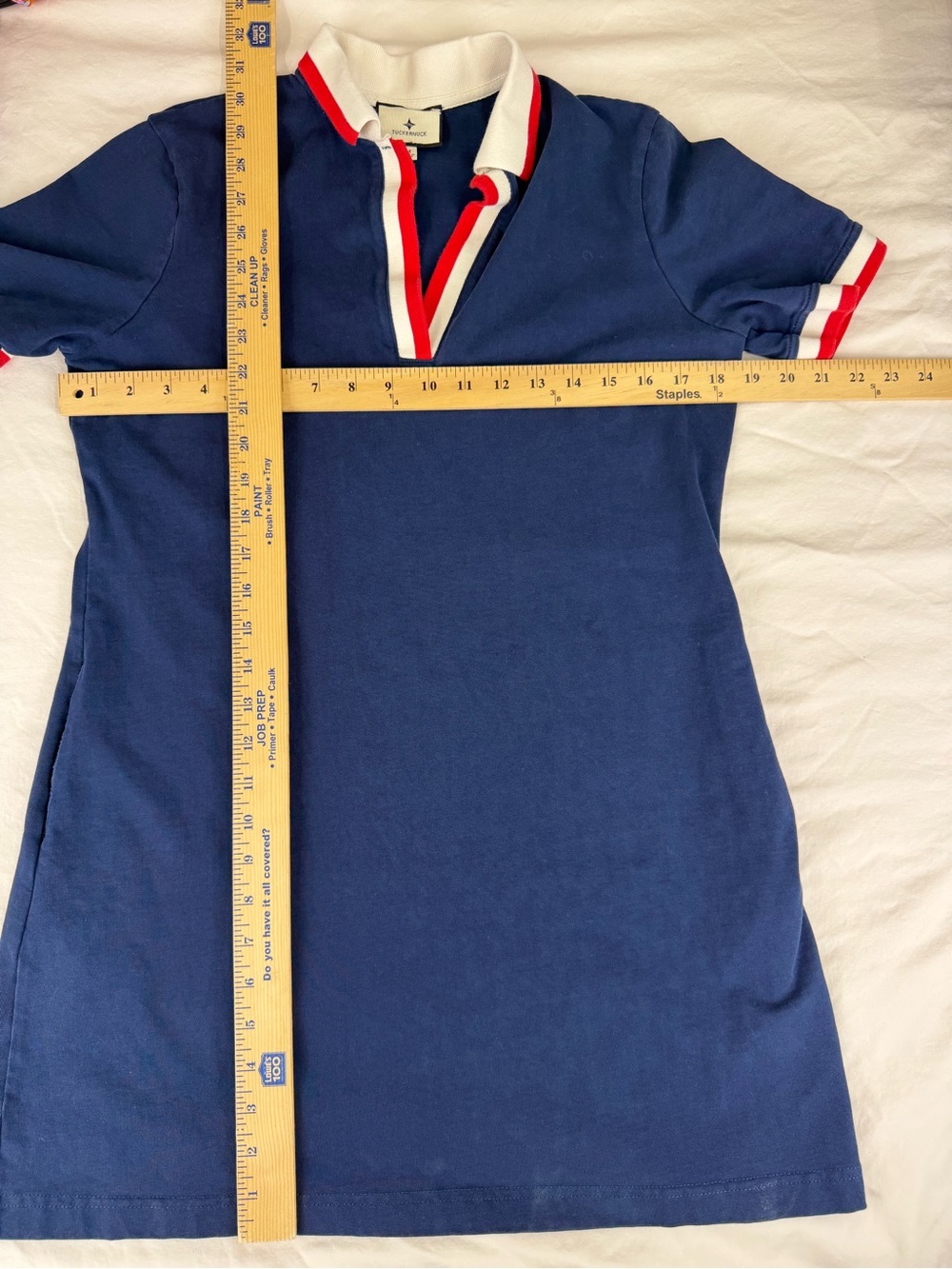 Tuckernuck Hutton Polo Mini Dress Size M Short Sleeve Navy Red & White Trim EUC - Picture 7 of 13